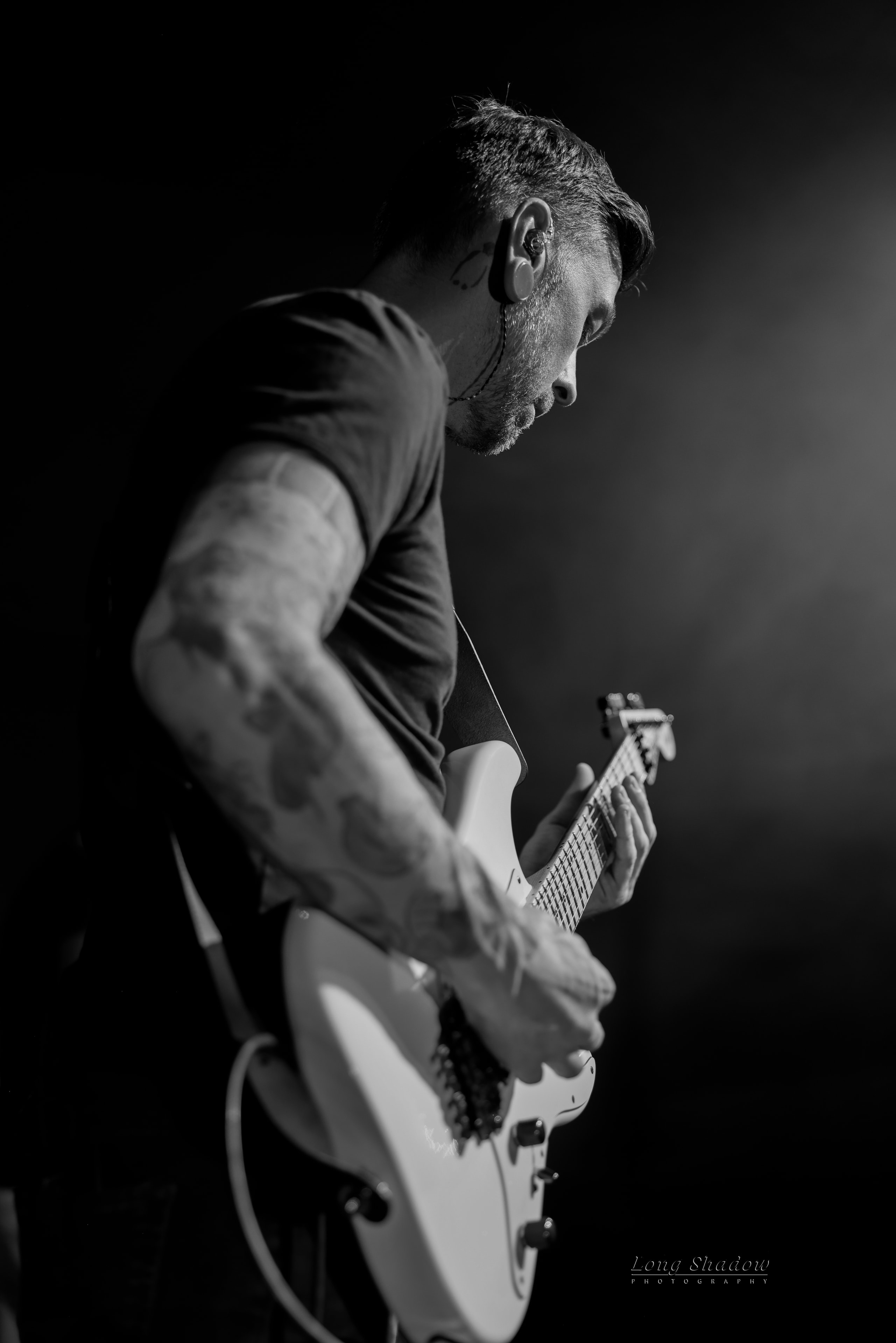 Rise Up Revival guitarist — black and white portrait